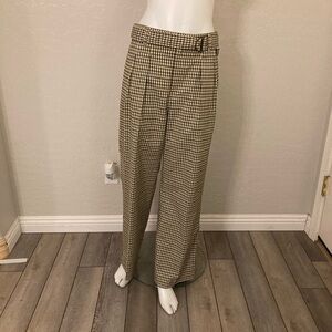 Andersson Bell Belted Semi Wide Leg Green Check Trousers Medium